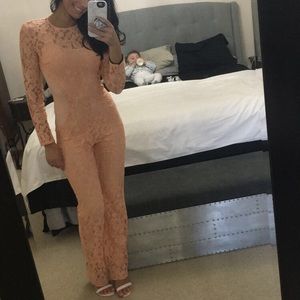 Peach Jumpsuit with Nude Leotard